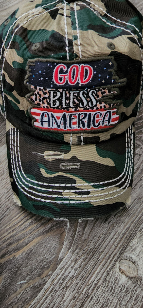 God Bless America Hat (Camo)