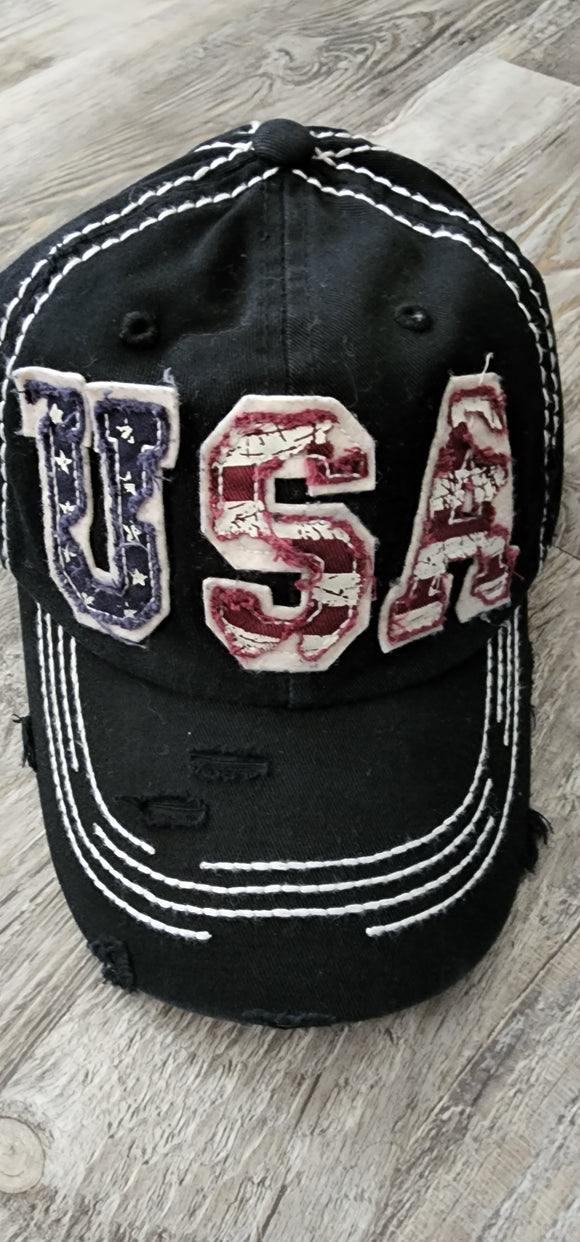 USA Embroidered Hat (Black)